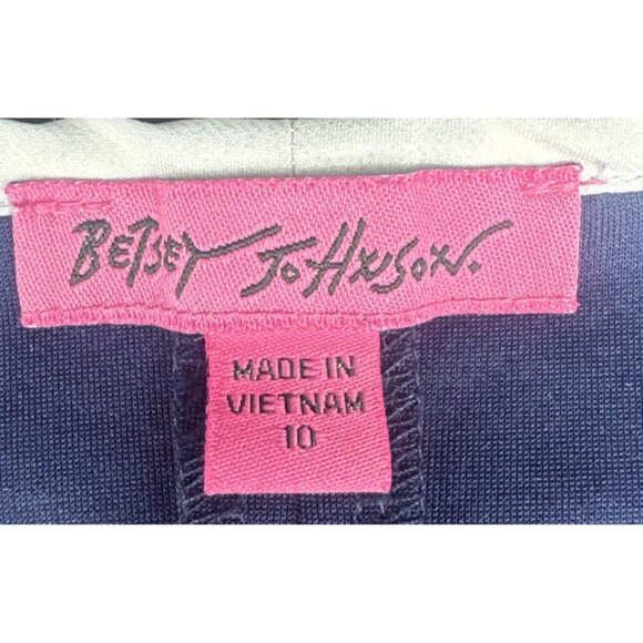 Betsey Johnson Women’s Navy Zip Front White Trim Pleated Sleeveless Dress Sz 10 - Picture 8 of 10